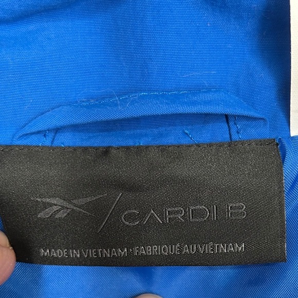 Reebok Cardi B Blue and White Cropped Track Jacket Windbreaker Women's 1X Sample - Picture 6 of 13